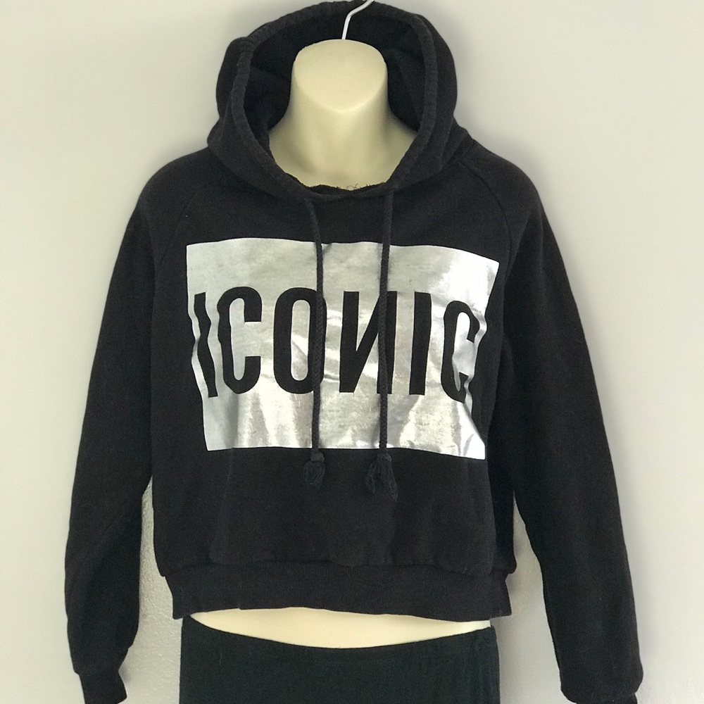 Black Hooded Sweatshirt With Graphic Lettering